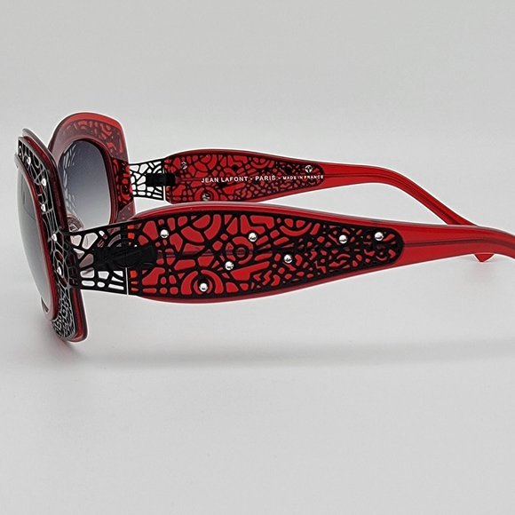 Jean Lafont Louxor 100 Red Black Frame Black Gradient Lens Sunglasses w/ Case main image 14